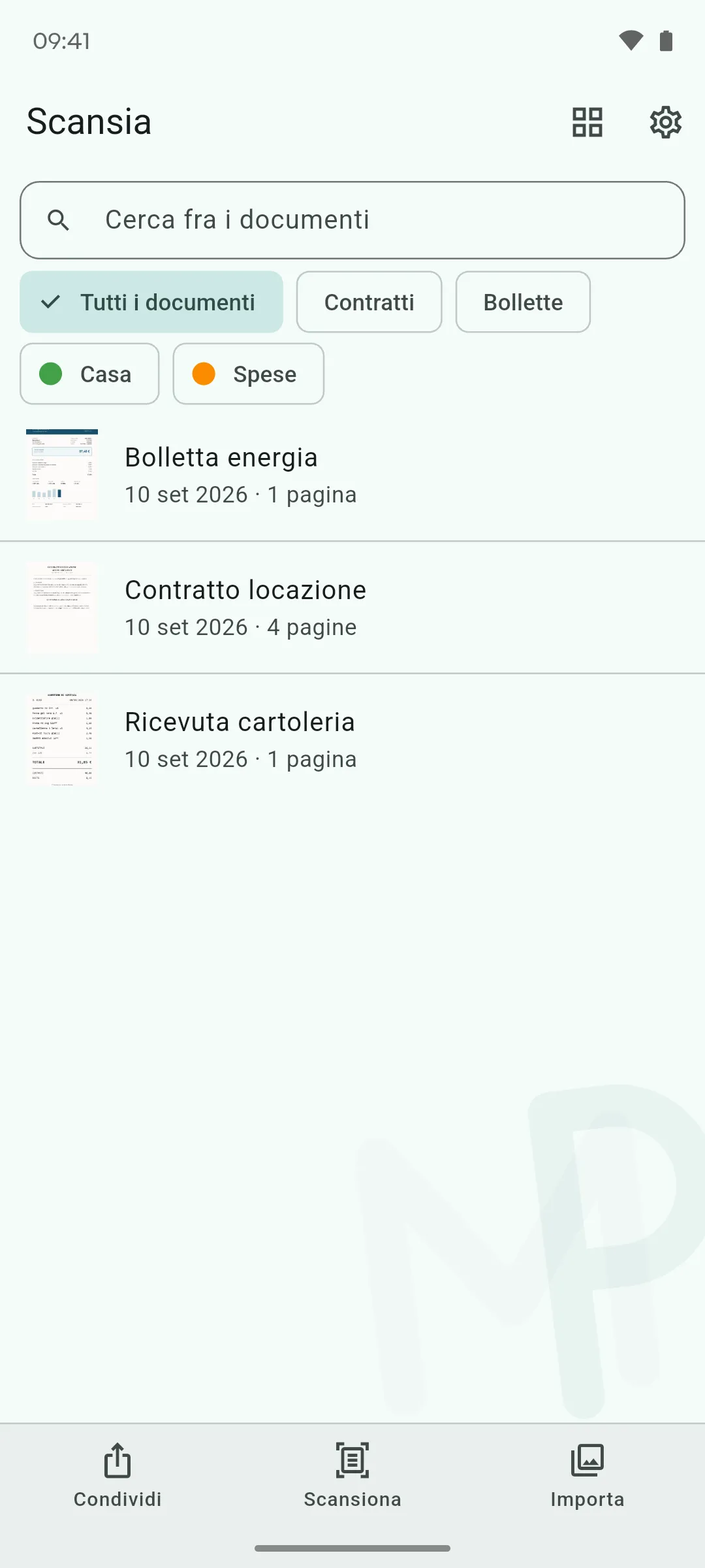 L'archivio, con tag a colori e ricerca